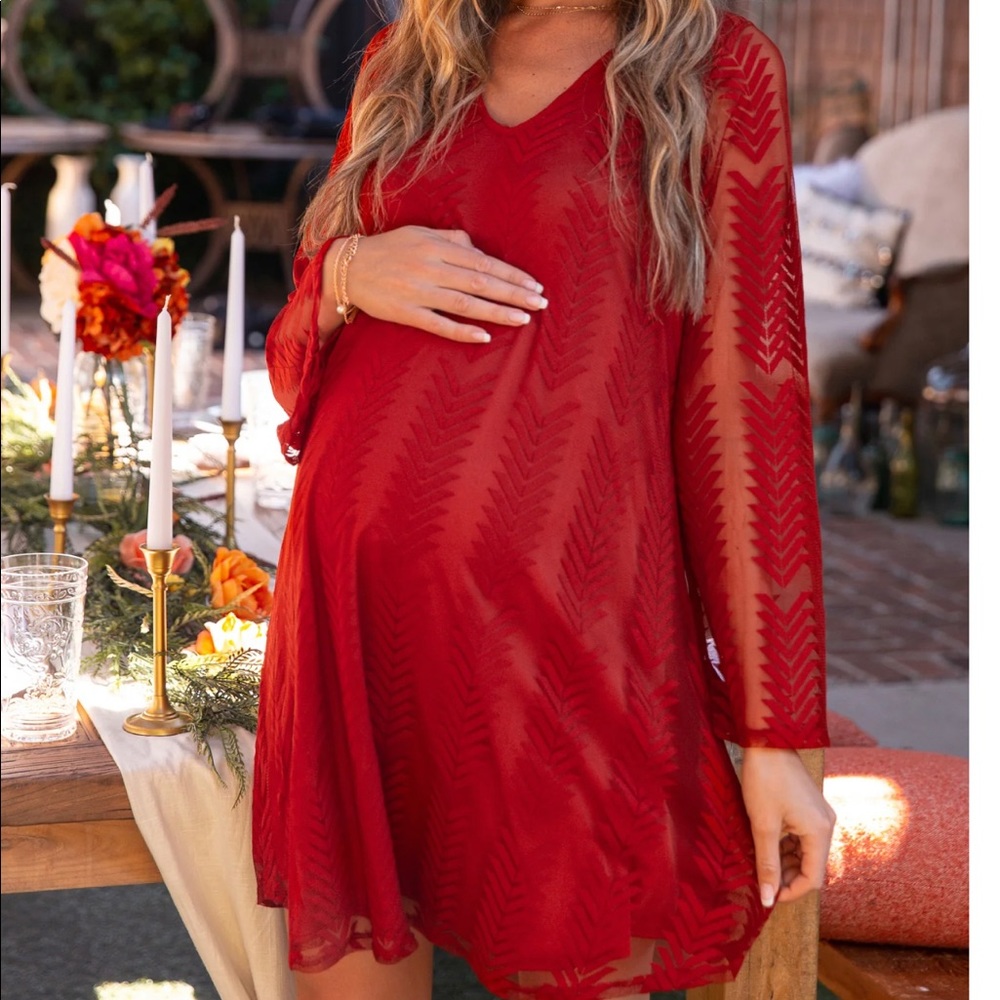 Pink blush maternity dress.